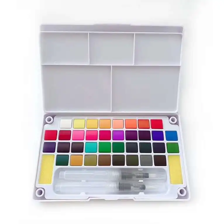 art supplier 24 pcs metallic color pearl color watercolor paint set with painting brush