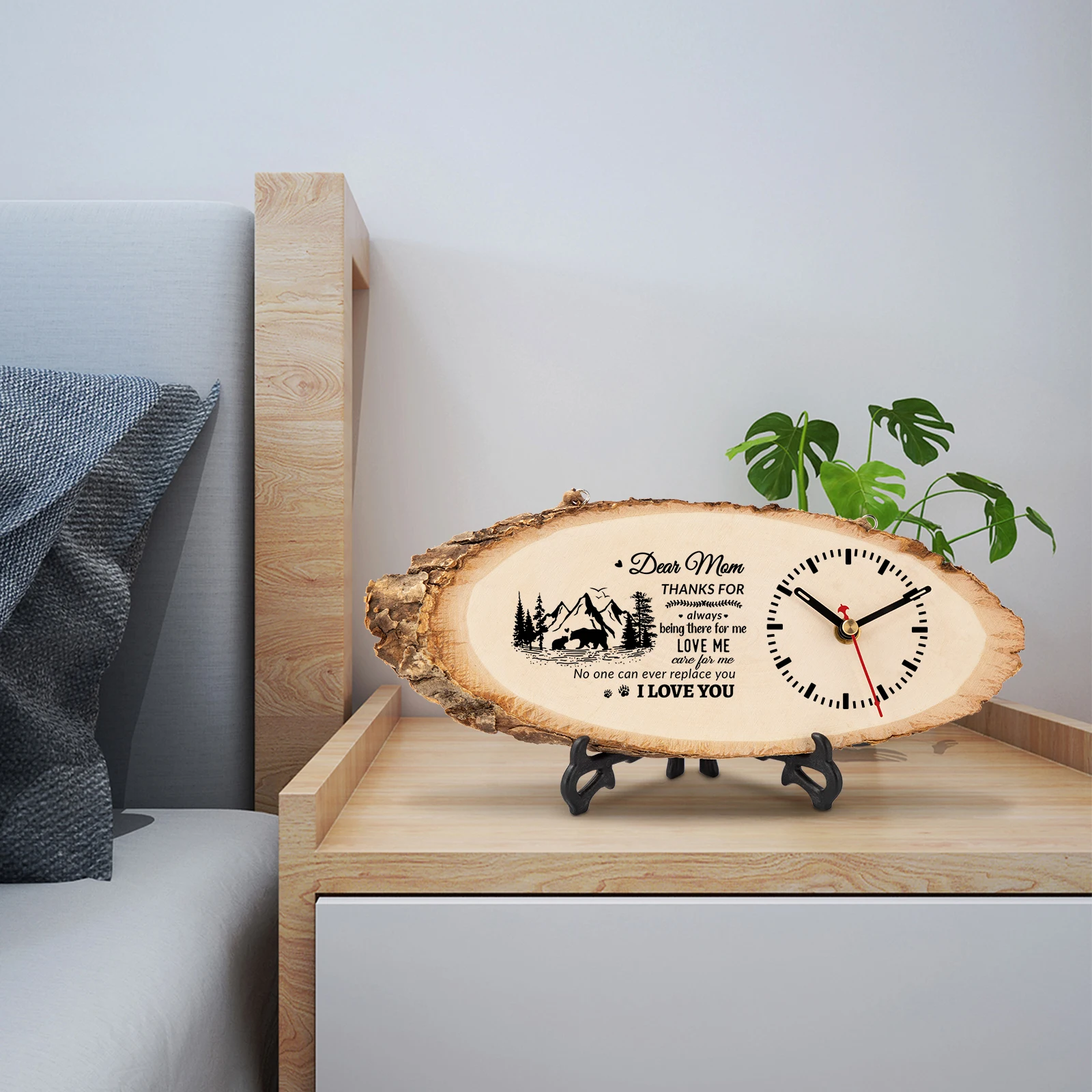Mothers day wholesale gifts Birthday gifts to Mom desk clock supplier home decorative diy table clocks wooden bed side clock