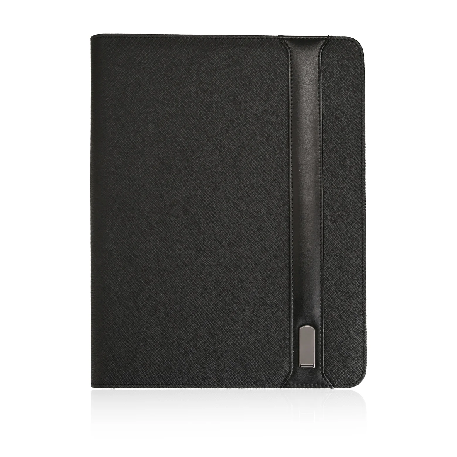 Zipper A4 Multifunctional Manager Folder PU Leather Folder With Power Supply And USB