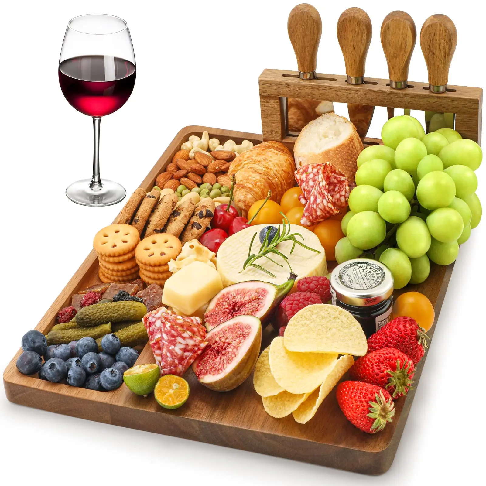 wholesale Amazon hot selling Cheese Board and Knife Set Large Charcuterie Boards Set cheese platter cutting board