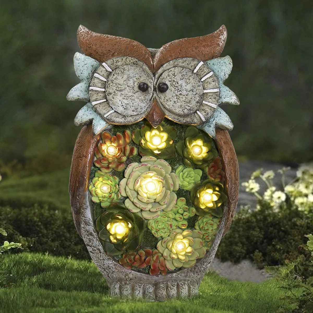Garden ornament solar  garden statue owl solar powered lights animal figure for yard lawn home decoration gift