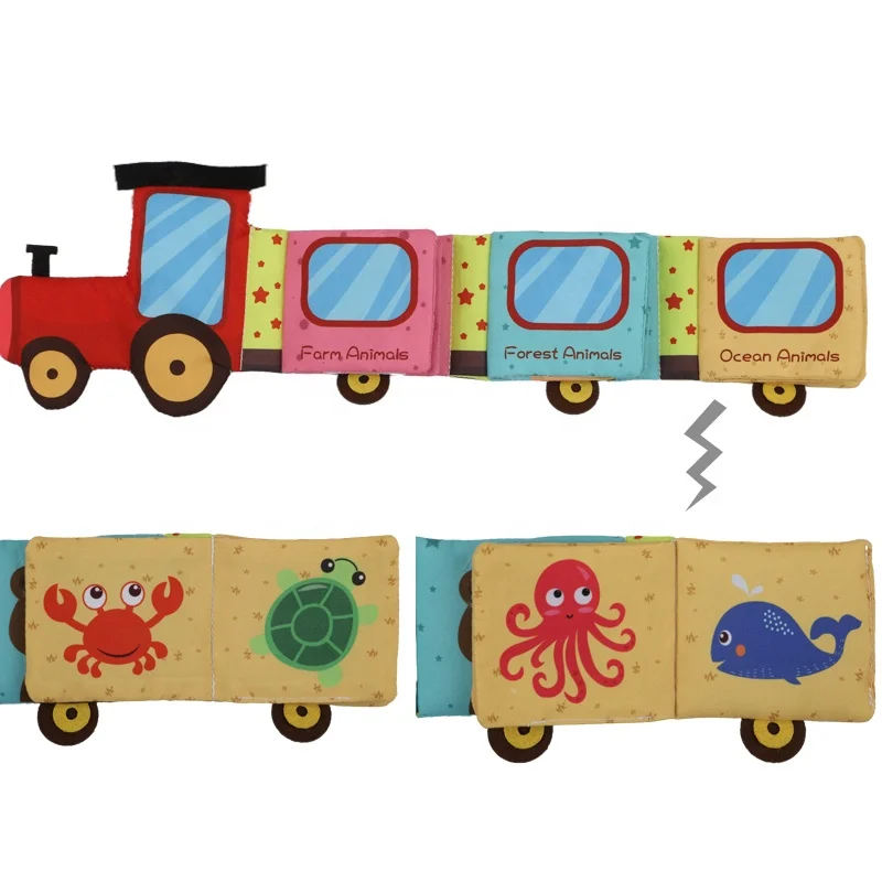 Interactive fabric ocean creatures cloth book tactile stimulation sensory development crab tail baby fabric book