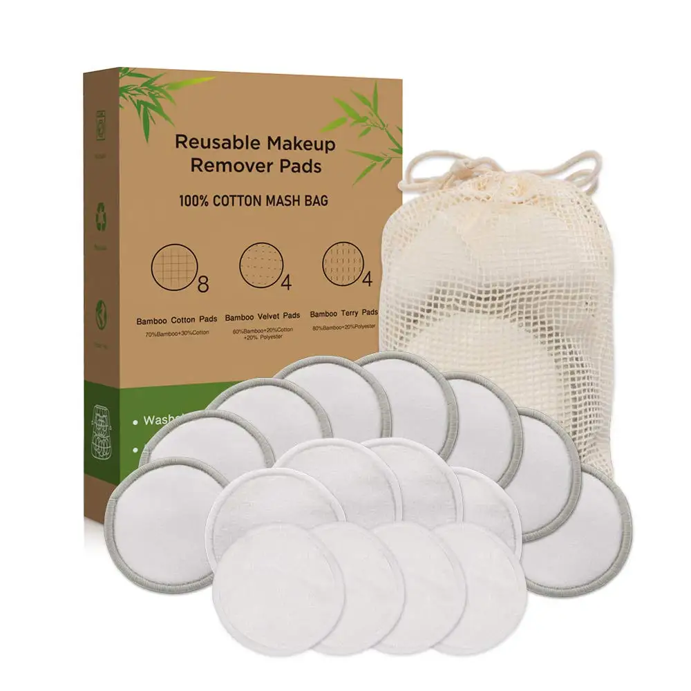 Cotton Rounds Reusable Bamboo Makeup Remover Pads for face ,Reusable Facial Pads Reusable Facial Cotton Rounds pads with Logo