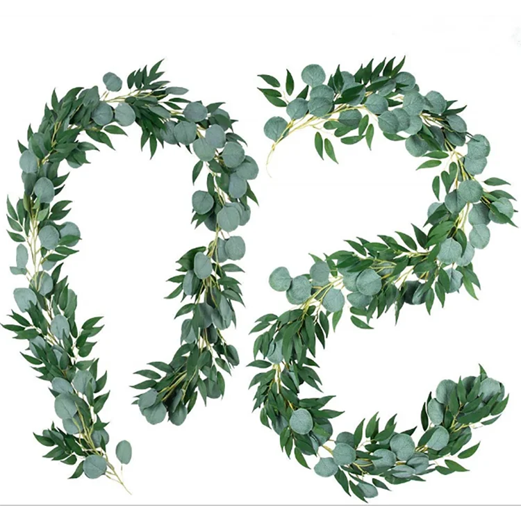 Artificial Eucalyptus Garland Faux Silk Eucalyptus Leaves Vines Handmade Garland Greenery Wedding Backdrop