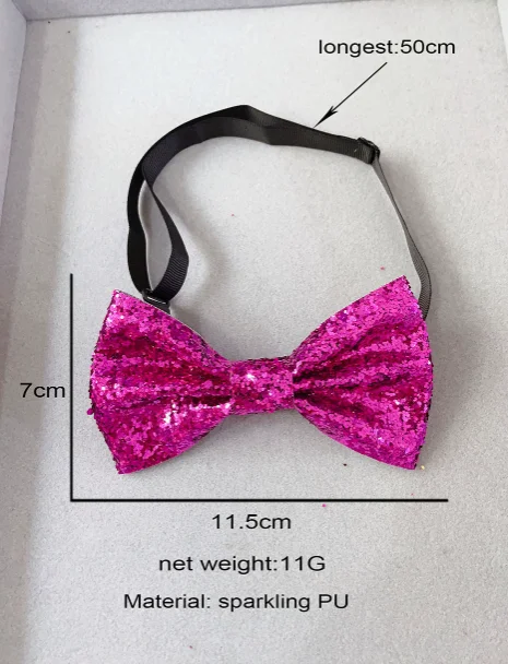 Handmade Party Banquet Pure Color All PU Leather Bow Tie Sequins Formal Tuxedo Pre-tied Bowties for Women Men