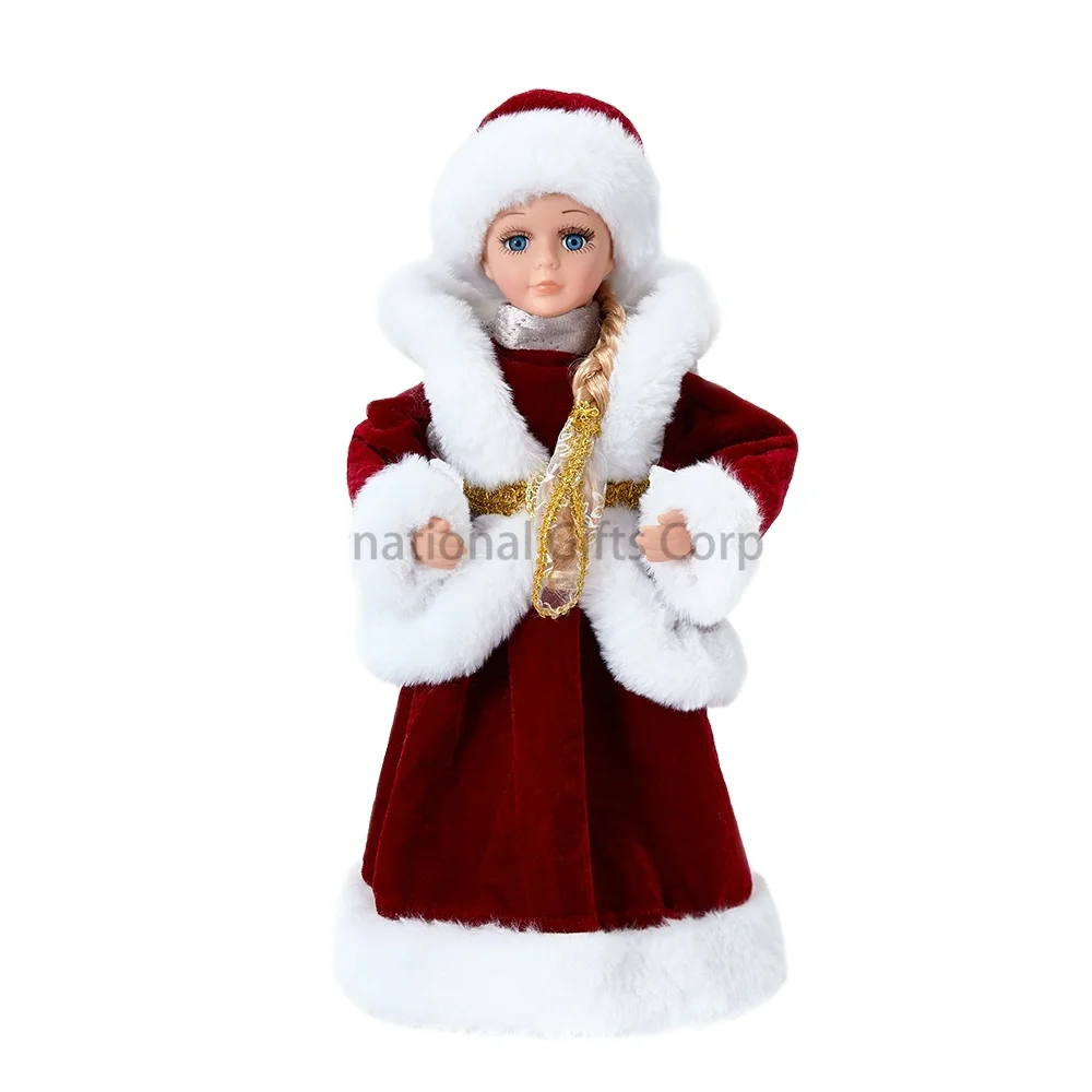Handmade Red Electric Doll 30CM/40CM Snow Girl Plush Toy Musical Snegurochka Figurines Hat Gifts For Russian New Year Kids