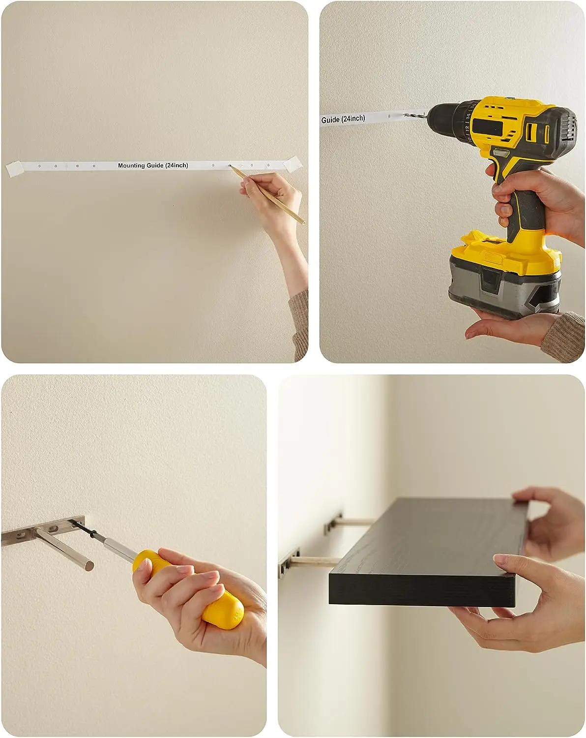 Floating Shelves, Wall Mounted Rustic Wood Shelves for Bathroom, Bedroom, Living Room