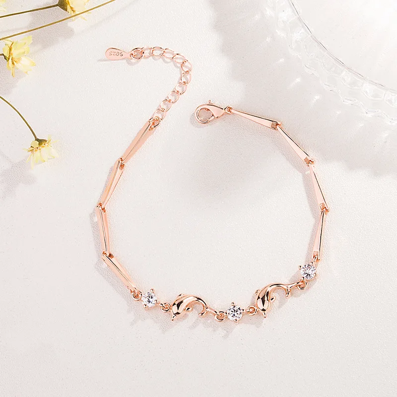 Korean rose gold animal female bracelet zircon dolphin chains bracelet wholesale