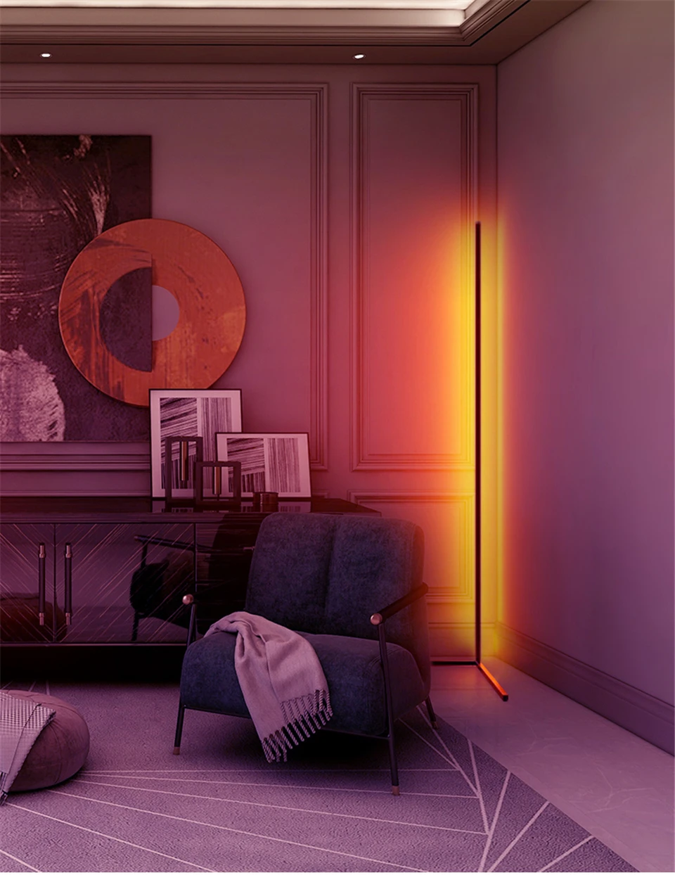 Modern Nordic RGB APP Control Aurora Floor Lamp Splicing Colorful Atmosphere Remote Music Corner Standing for Living Room Modern