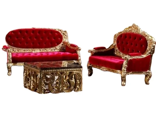 
home furniture European italian classical livingroom furniture gold foil antique royal luxury sofa set 