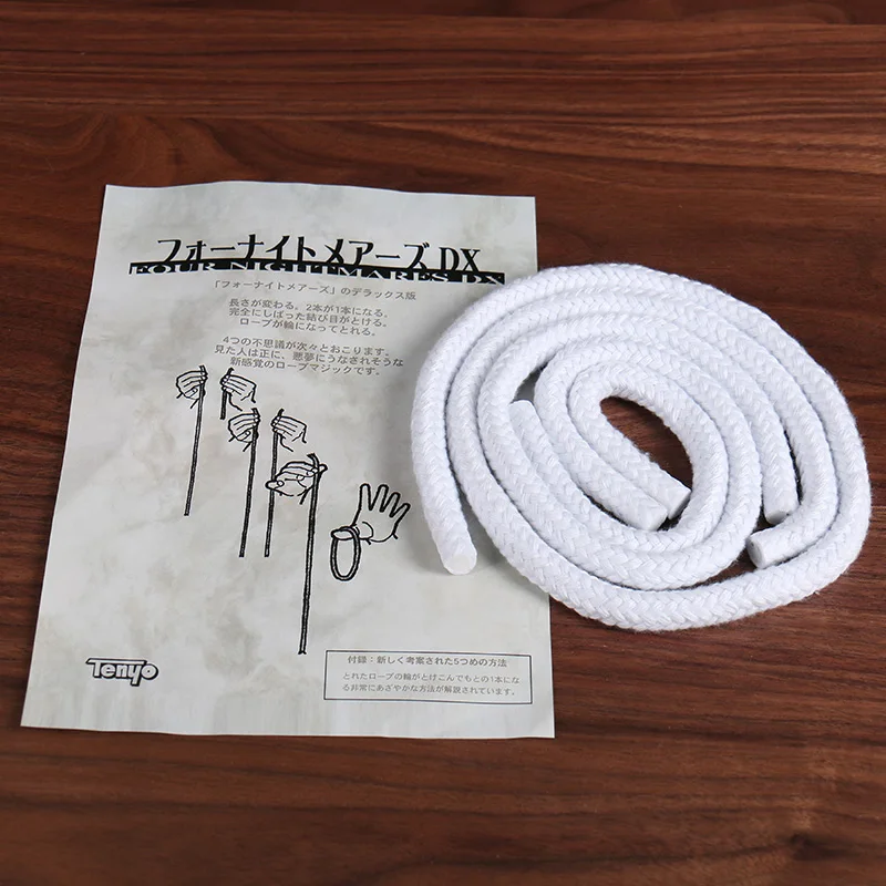 props white Tenyo Four Nightmare DX Rope magic tricks for professional magicians illusions joke Long Short Rope Stage Gimmick