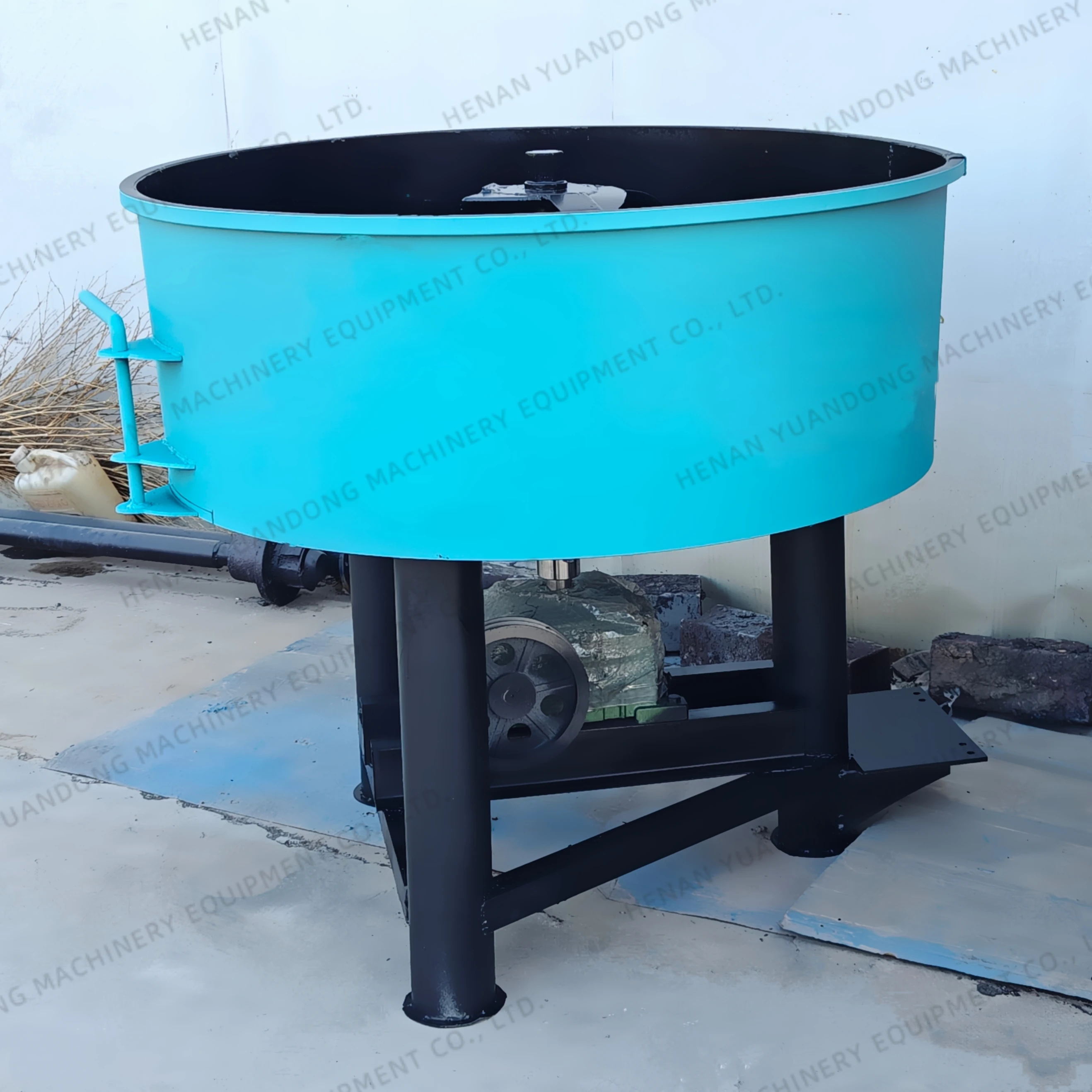 JW400 Diesel Engine Customized Color Concrete Pan Mixer With Wheels Best Quality Flat Mixing Tank For Sale
