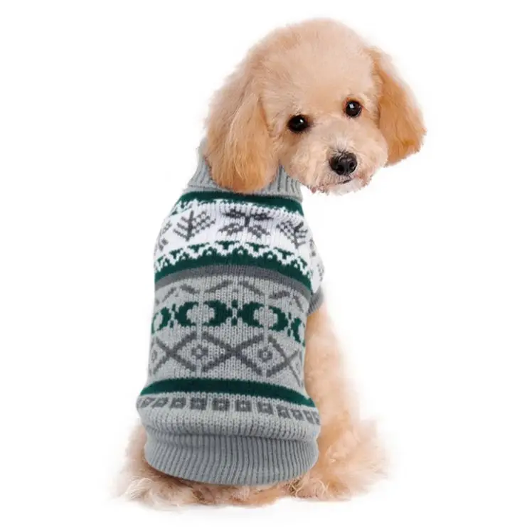 Hot Sale Winter Lovely Plush Pet Puppy Plaid Knitted Clothing Warm Dog Sweater