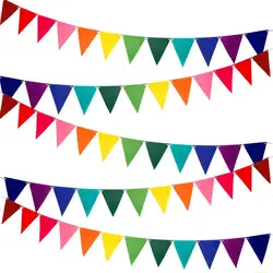 Wholesale Small MOQ Cheap Decoration Custom Colorful Felt Triangle Party Pennant String Happy Birthday Flag