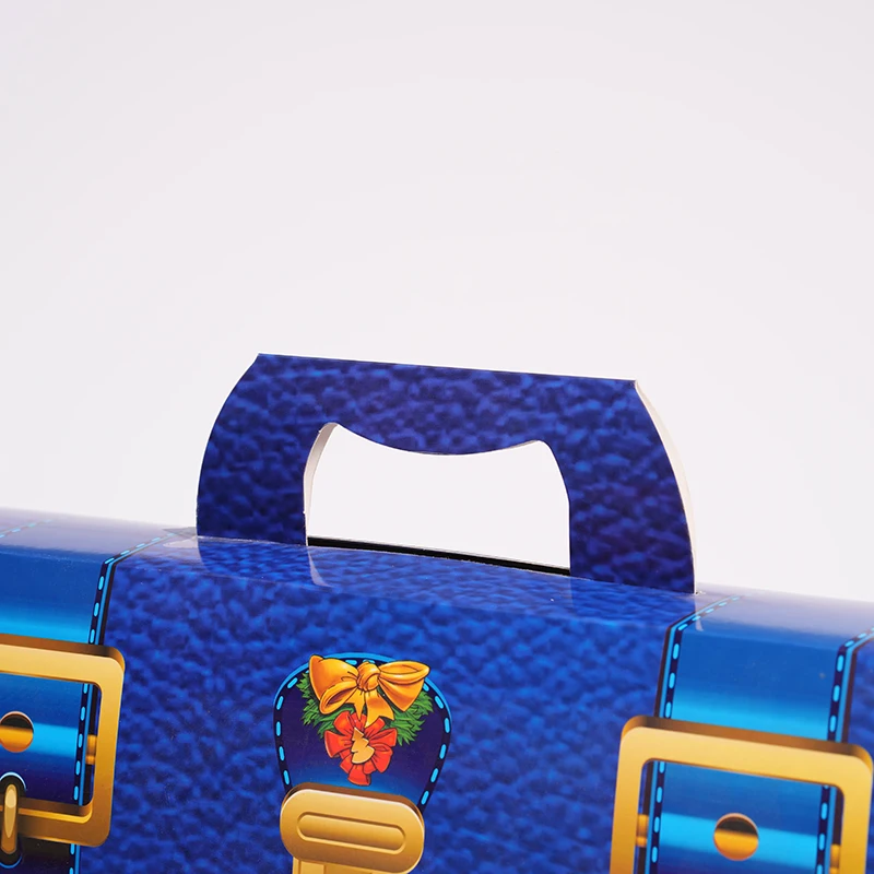 Custom design cardstock and handle carton School lunch box Christmas gift packing suitcase gift box SD-015