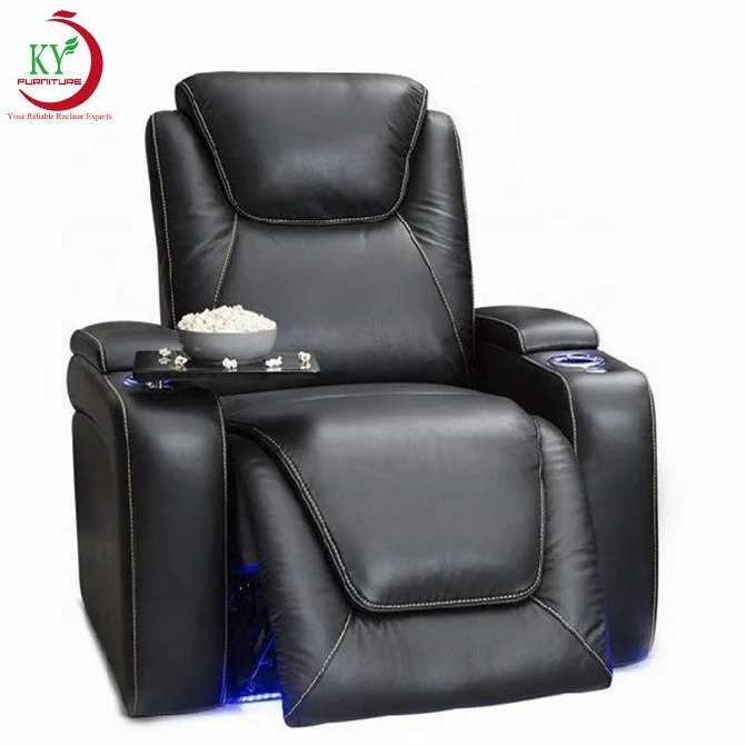 Geeksofa Furniture Home Theater Seating Reclining Leather Motion Recliner Sofa With LED Light And Cup Holder For Cinema Set