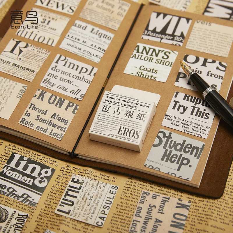 Vintage newspaper series Creative English hand tent diary DIY decorative sealing stickers