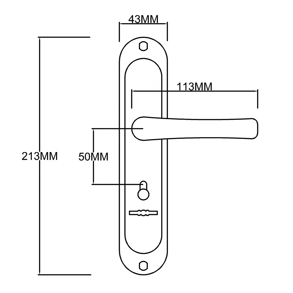 Cheap hot sale panel handles,Panel door lock for metal doors, Customizable colors plate door lock with handle