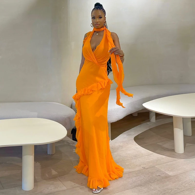 11750 сетчатые американские платья без рукавов с глубоким V-образным вырезом и разрезом по бокам, новинка 2023, элегантная одежда для вечеринки, клуба, вечеринки, Прямая поставка