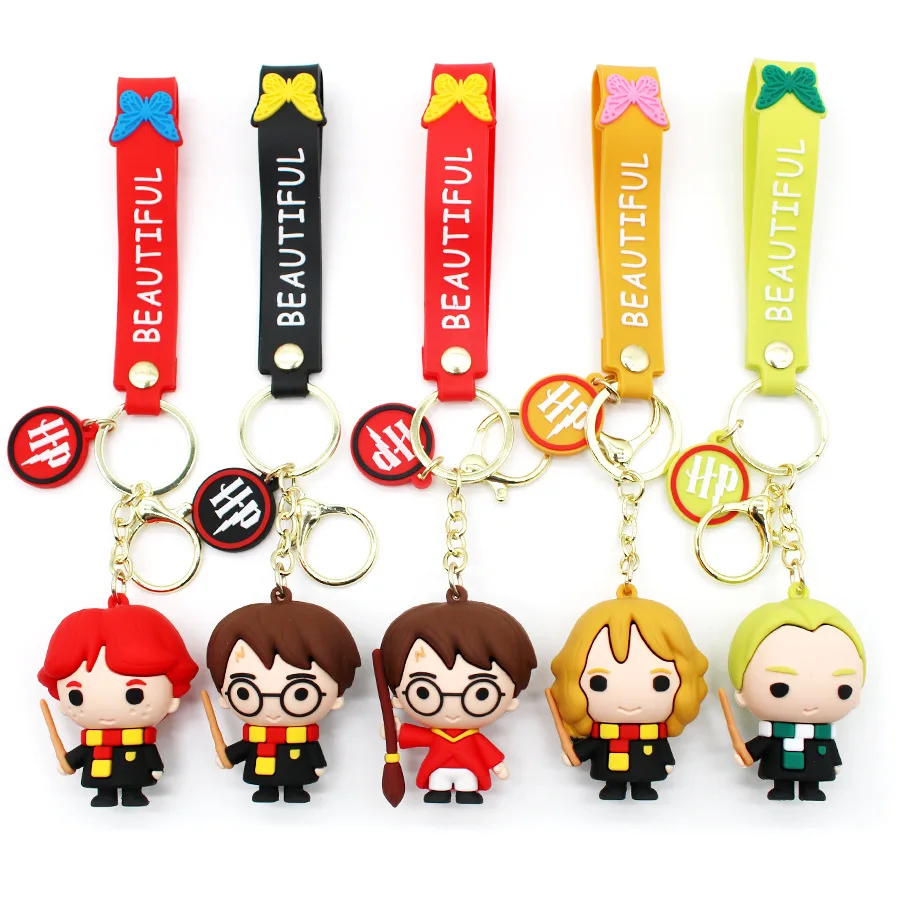 New 5 Styles Cartoon Harry Potters Keychains Cute Ronald PVC Key Rings Hermione Malfoy Bag Pendant