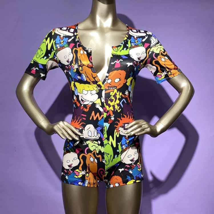 Wholesale women adult cartoon sleepwear rugrats onesie
