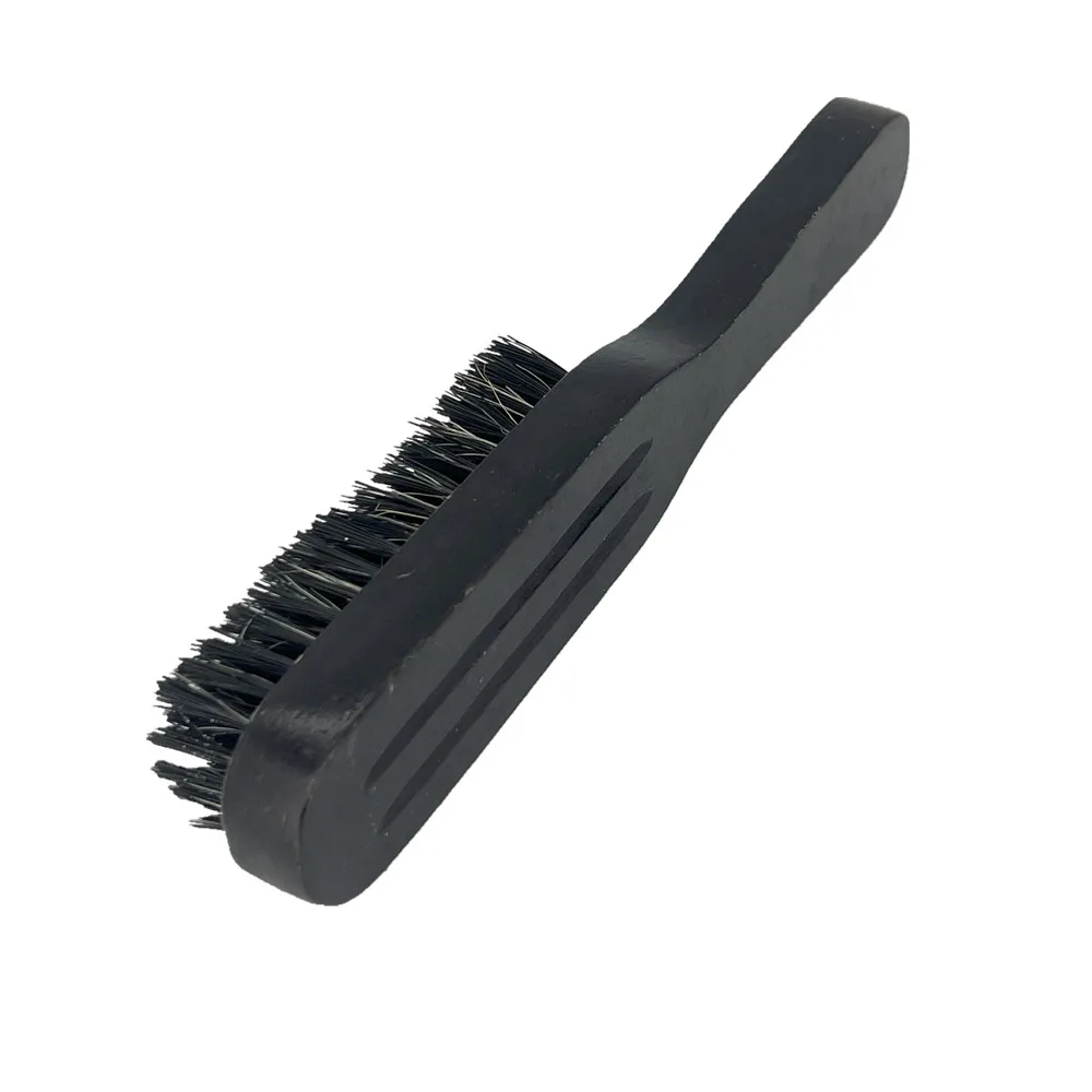 Mens bristle nylon beard brush long handle Black color one side comb daily clean beard styling brush