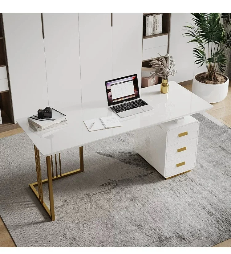 Elegant Design Steel Office Furniture Desk Acrylic Solid Surface Office Computer Table White