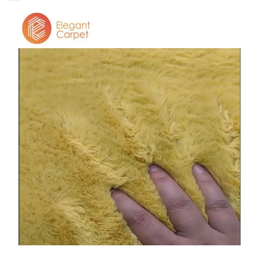 Artificial faux fur carpets yellow rabbit fur rug