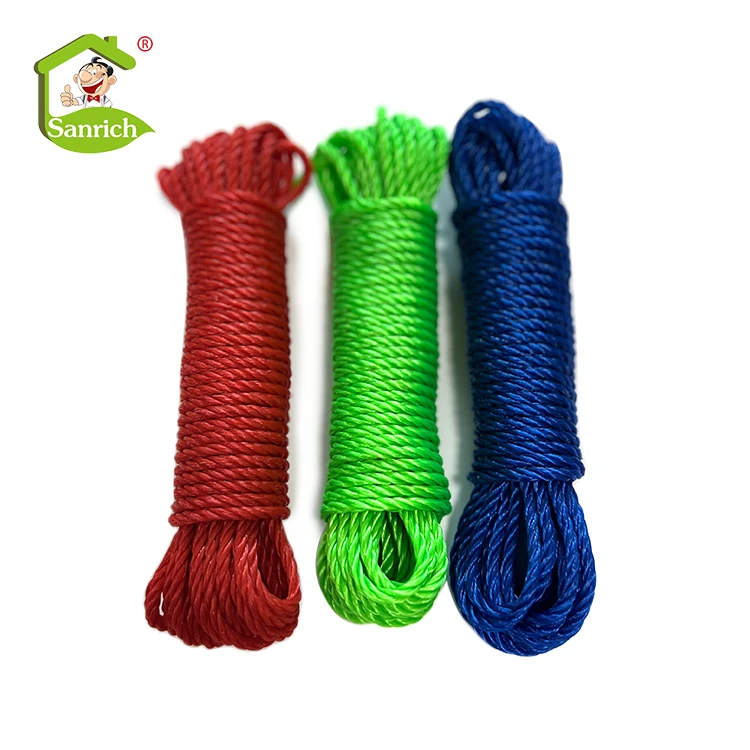 Made in china Mixed color clothesline 20m PP braided rope for wholesale