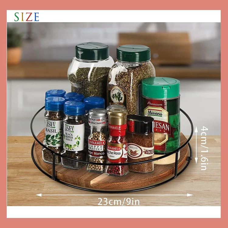Hot Sale Circular Rotatable 360 Degrees Kitchen Distressed Small Wood Tray Wood Serving Tray