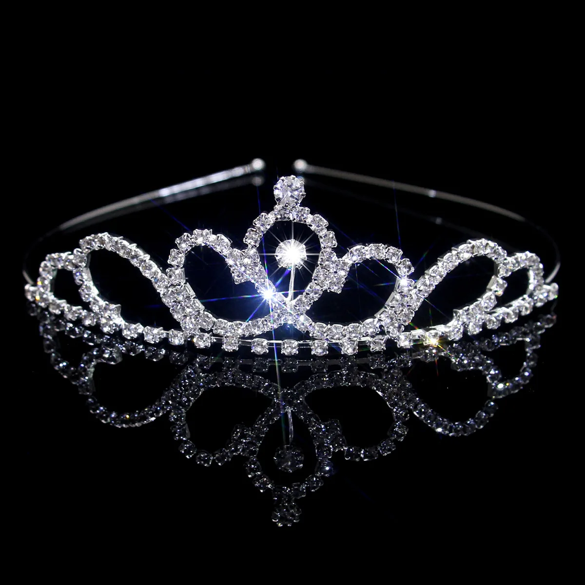 Wholesale Brass Claw Crystal Rhinestone Kids Tiara Headband Princess Elegant Girls Crown for  Bridal Wedding Prom Birthday Party