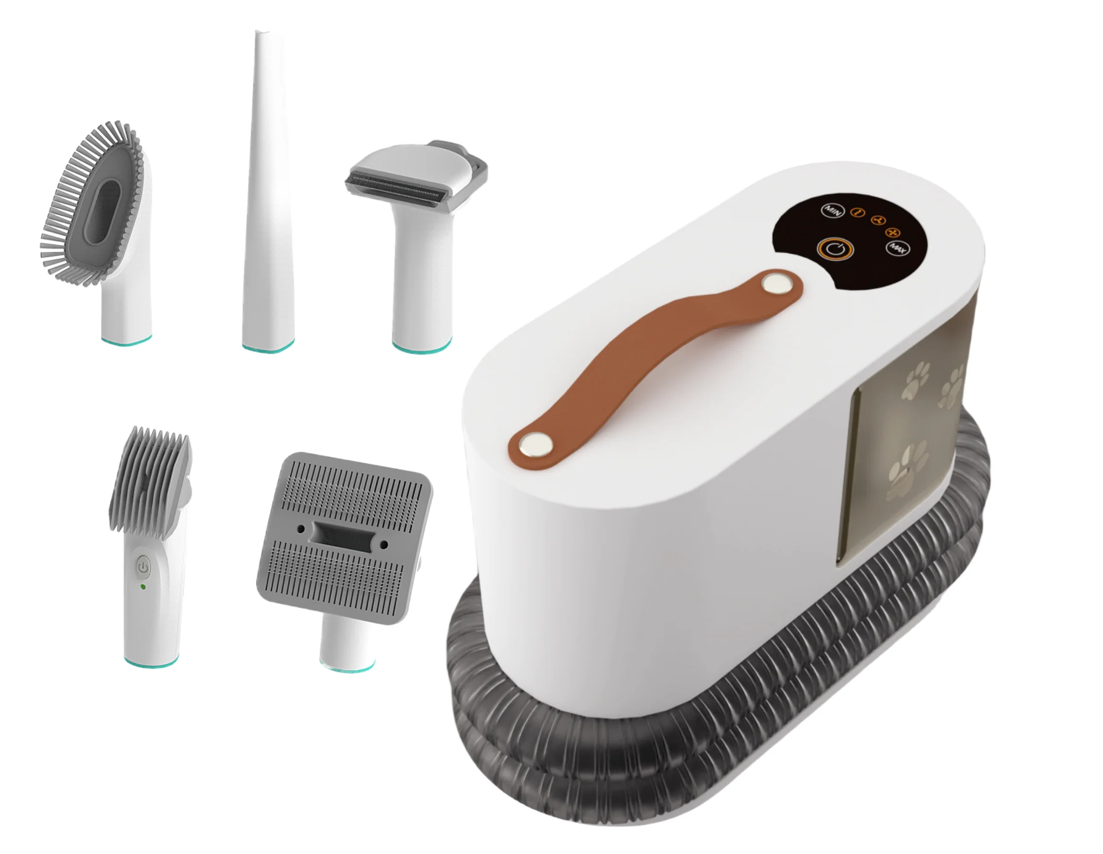 Multi Functional Grooming Vacuum Device for Pets Low Noise Sustainable Features Friendly for Dogs Cats Combs Brushes