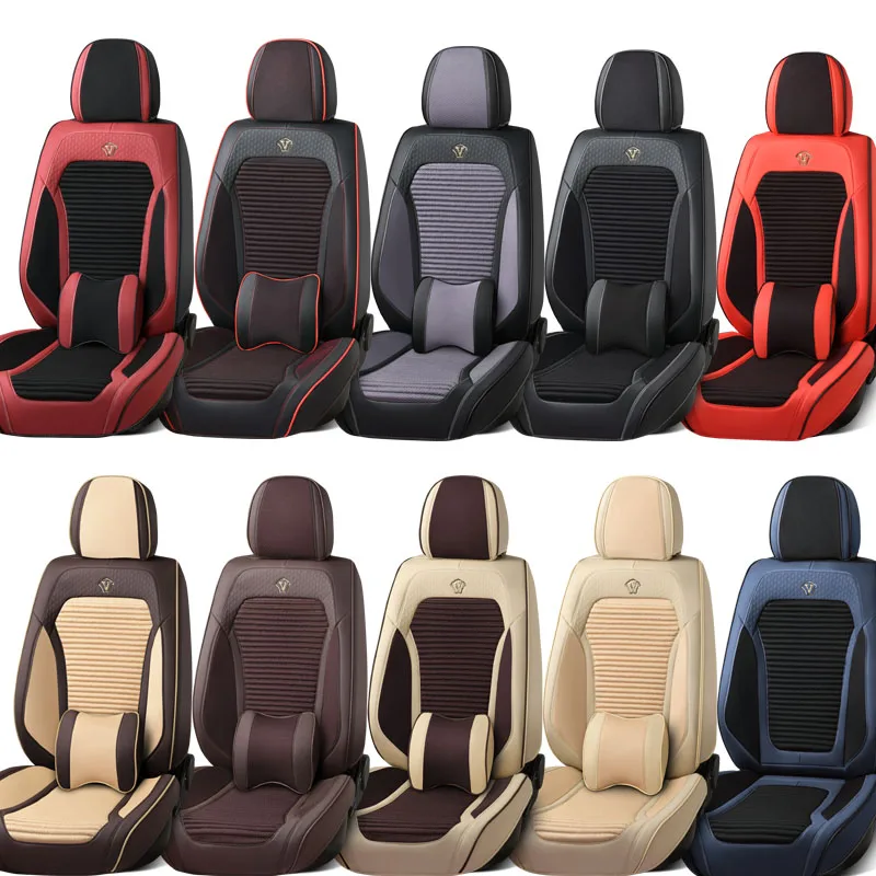 Beige Five-seater Luxury car seat covers Eco leather seat cover car Nissan model Car seat cover full set universal