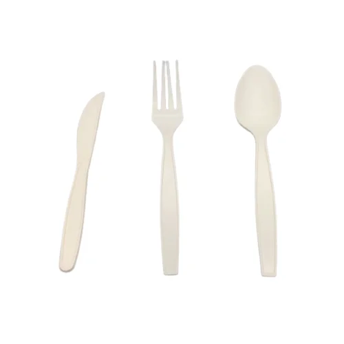 corn starch cpla degradable plastic disposable spoon forks spoons knives plastic cutlery set white