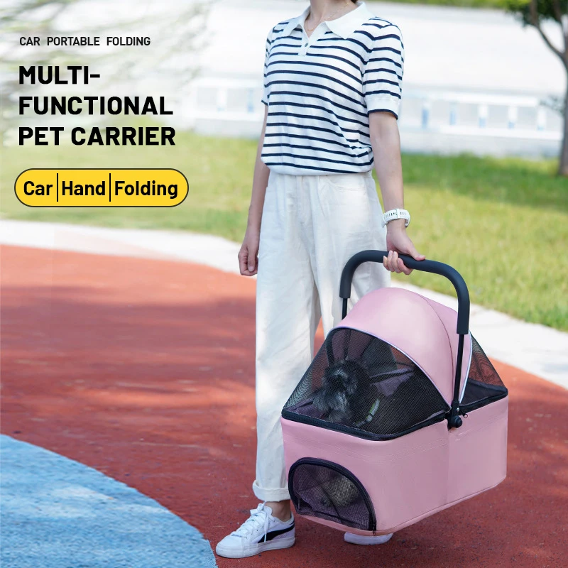 Oxford Fabric Small Basket Pet Dog Cat Teddy Going Out Lightweight Basket Bag Car Load Foldable