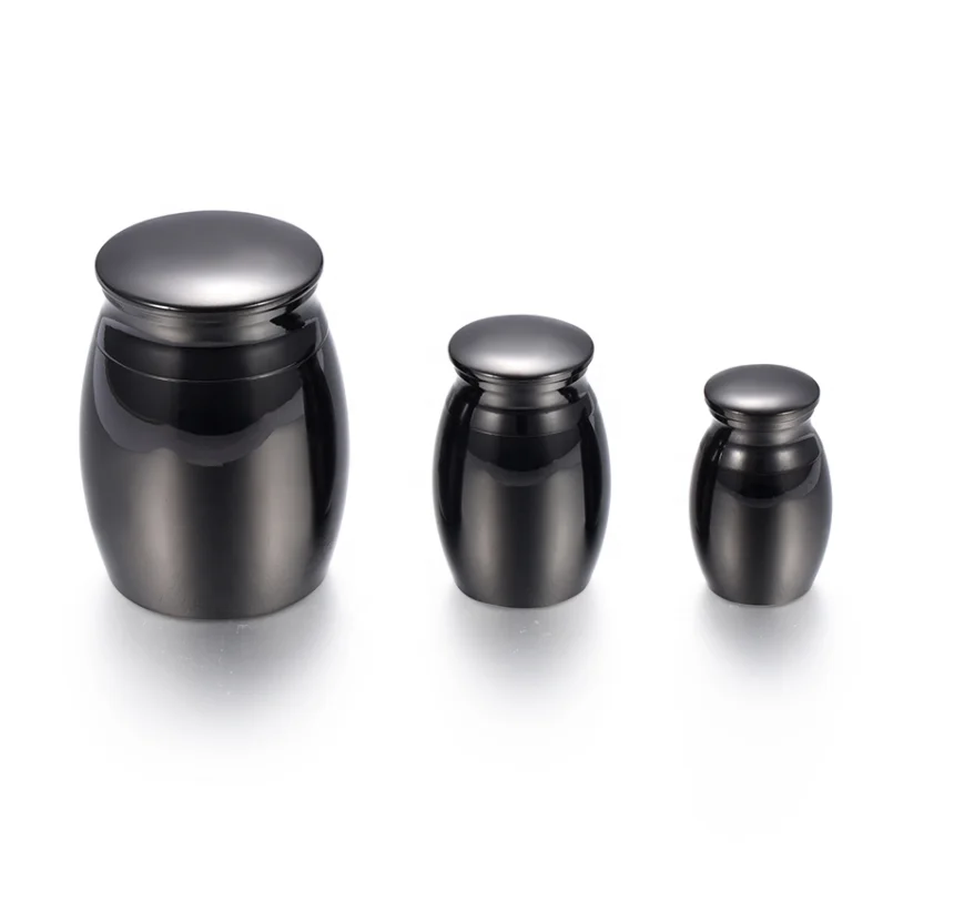 Black Blank/ Engravable Pet Cremation Mini Urn for Ashes/ Hair Keepsake Human Cremation Jewelry Funeral Urns Casket