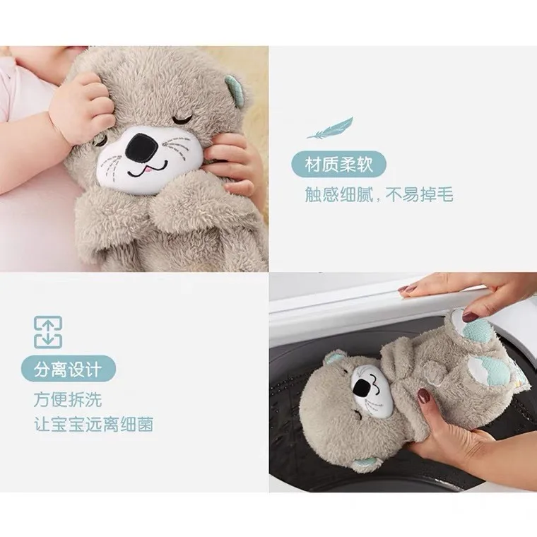 New arrivals breathing bear newborn soothing sleep doll Soft sleep baby Otter breathing toy