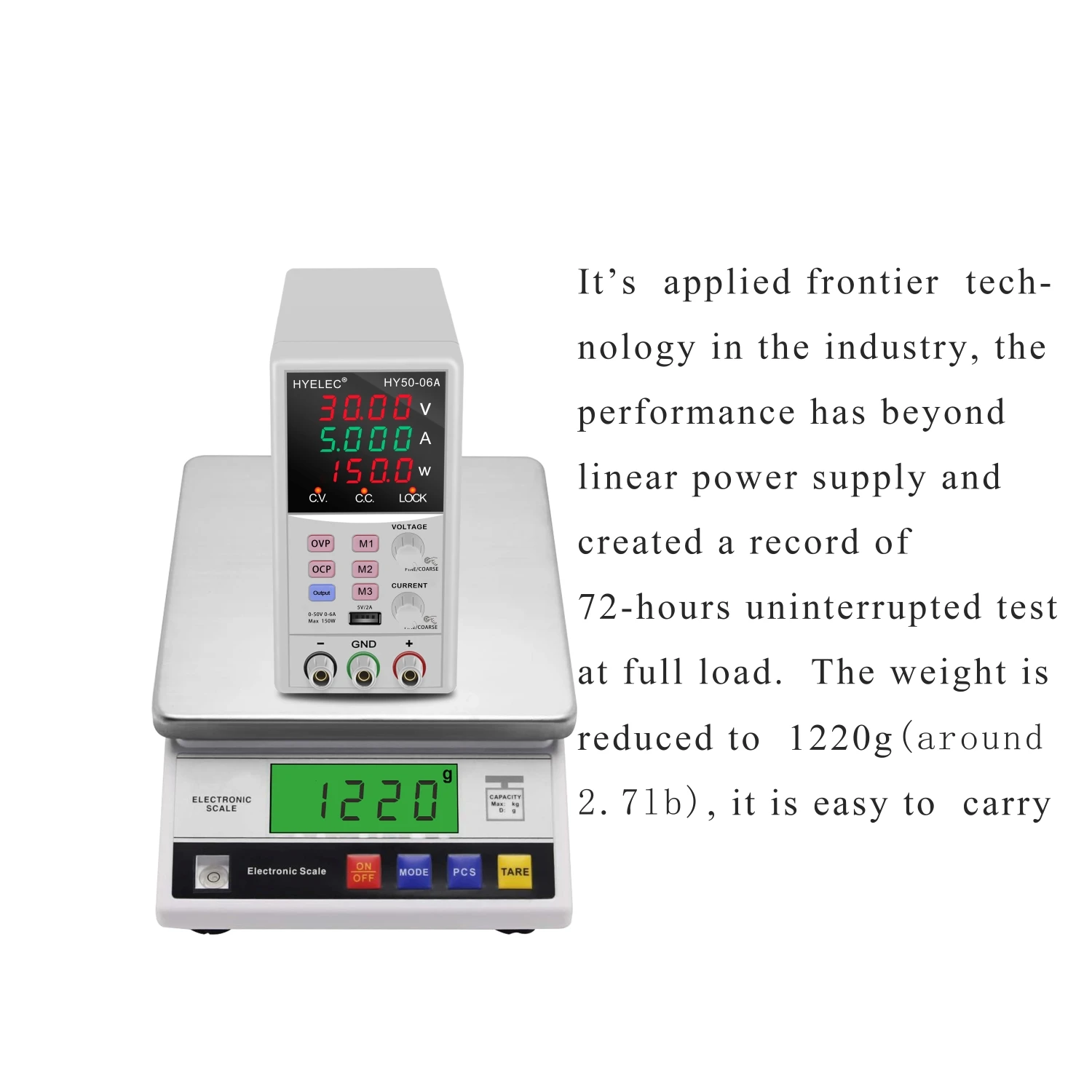Variable DC Power Supply, Hyelec 50V 6A 150W adjustable switching bench power supply with 4 digits dual color LED display,
