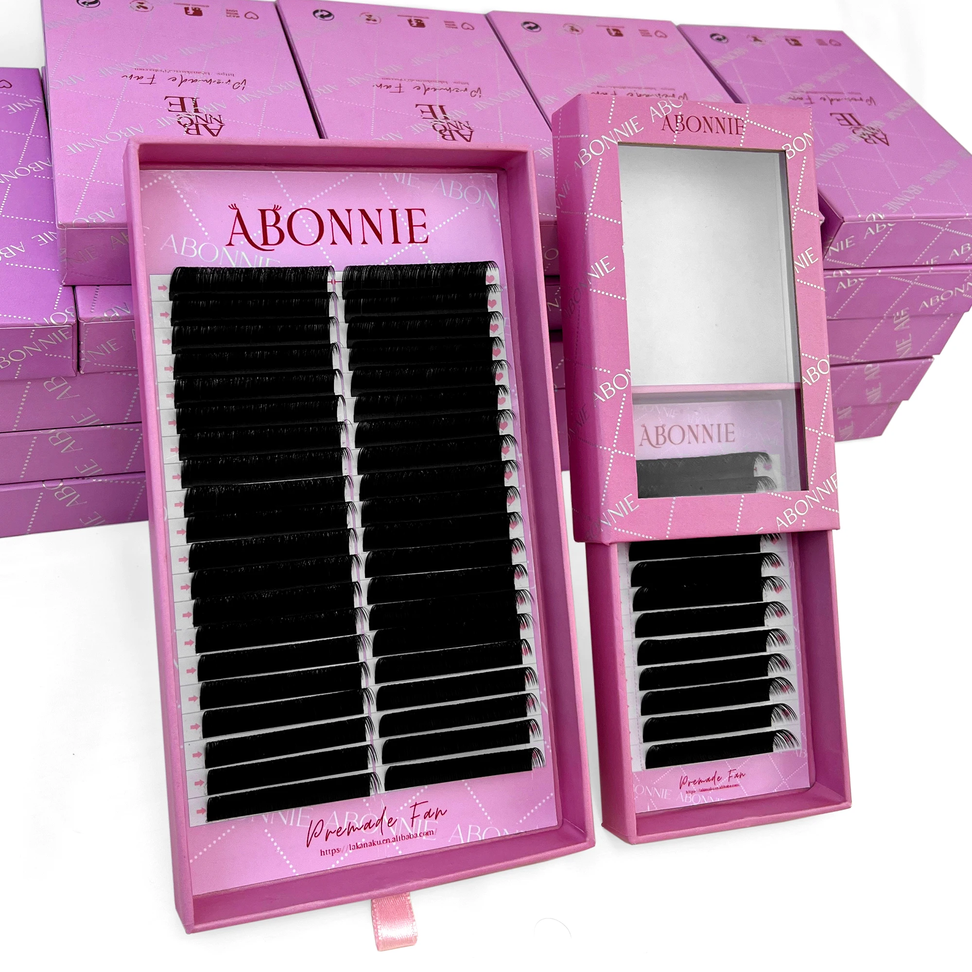Abonnie 0.02 0.03 Volume Silk Eyelash Extensions Matte Black Eyelash Extension Trays Dark Lash Extensions