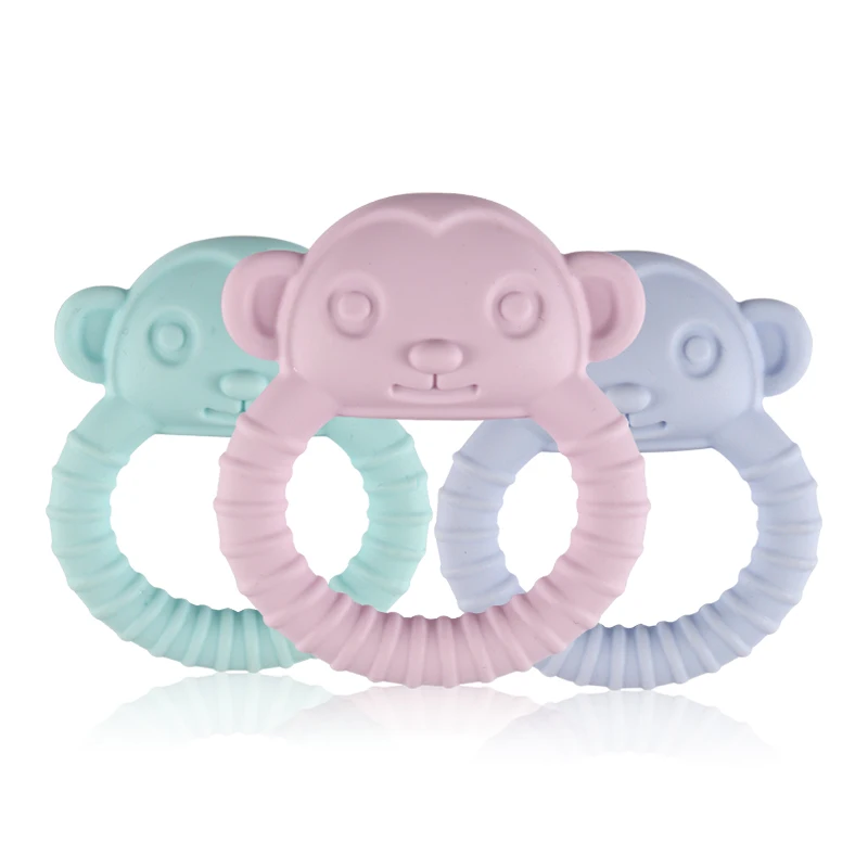 
Food grade soft teether silicone baby molars Baby teeth toy monkey teeth molar ring baby teether Edible silicone 