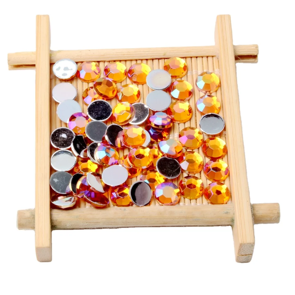 New Style 8mm 500pcs Flatback Facets Many Colors Glue On Acrylic Rhinestones Garment Processing Accessories