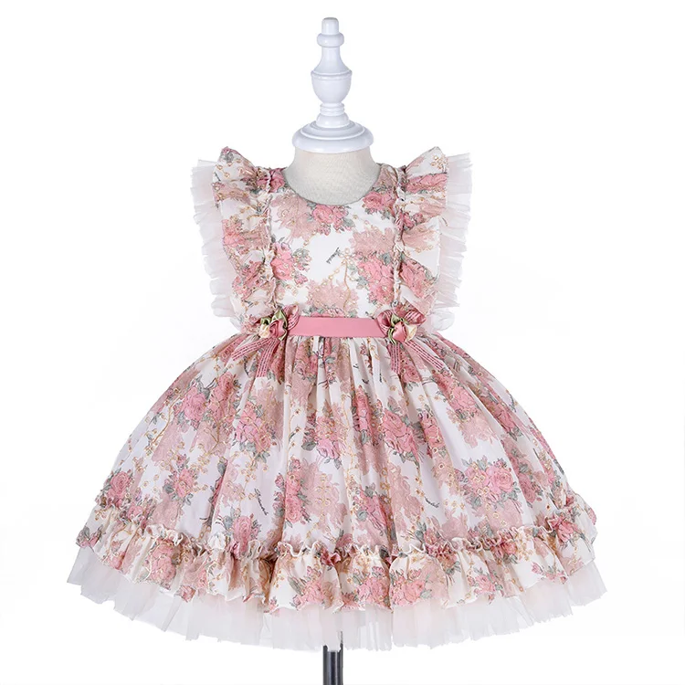 Baby Girls 2-12 Years Old Lolita Princess Up Dress Lovely High Quality Chiffon Kids Clothes