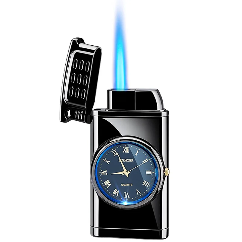 Creative Multifunction Blue flame Dial watch lighter torch Relief Gas lighter Ready to ship