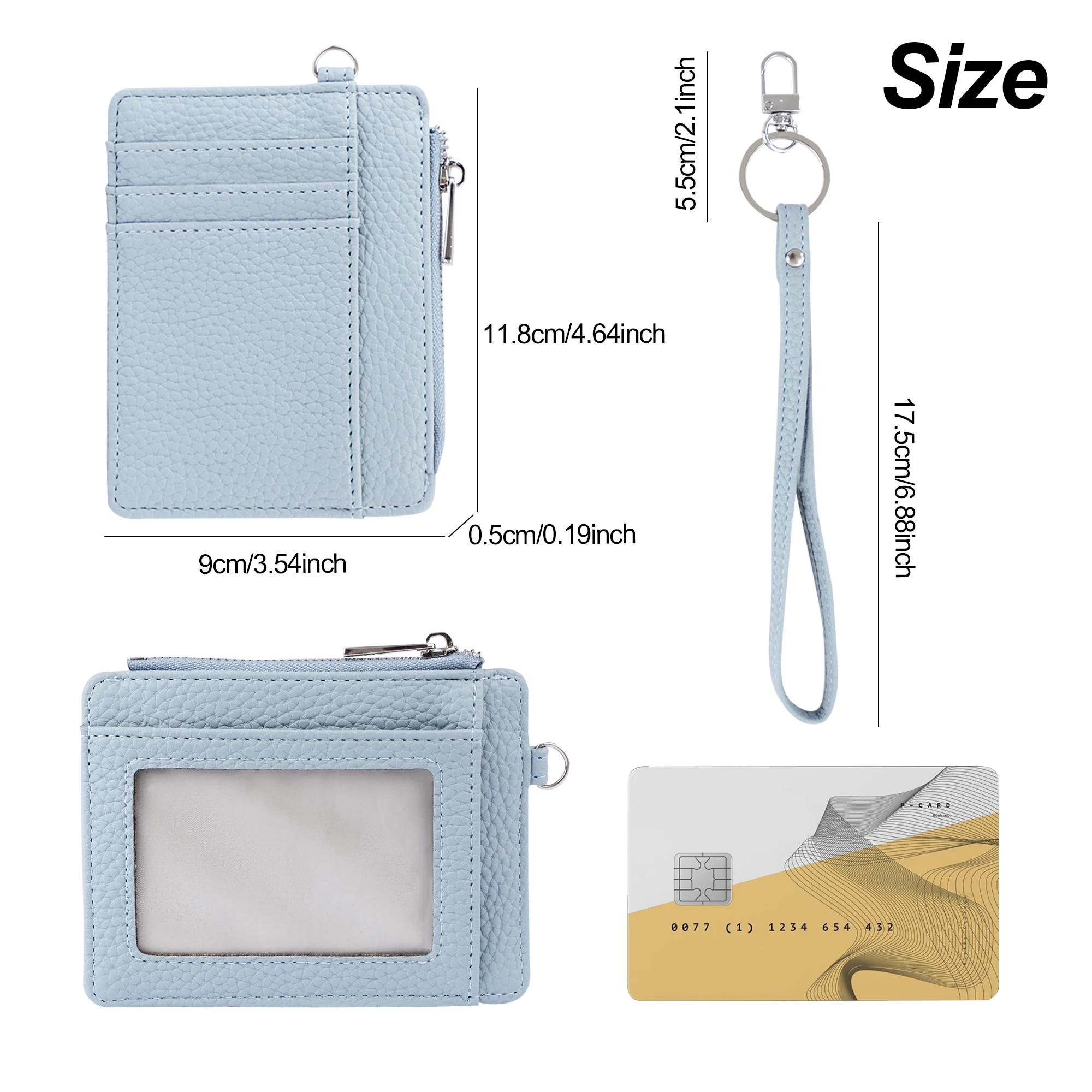 RFID Blocking Keychain Wallet Lightweight Wristlet Coin Purse Credit Card Holder Zip ID Case For Women And Men
