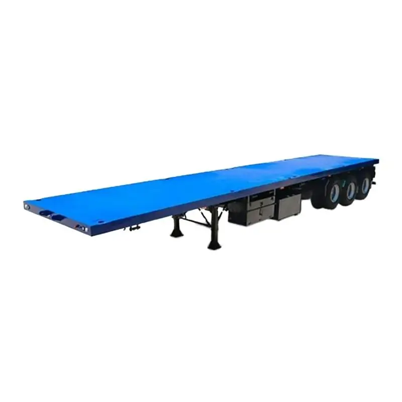 China Low Price High Quality Trailer 40 Ft Tri Axle Flatbed Container Semi Trailer