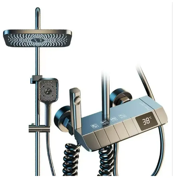 2024 умный цифровой дисплей, система настройки душа, латунный ключ для ванной комнаты, полный набор, 4-скоростной Термостатический душ
