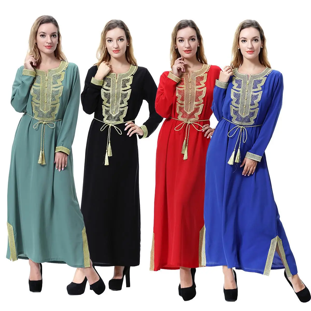 2021 New Fashion dubai caftan women islamic elegant girl embroidery long dress muslim abaya