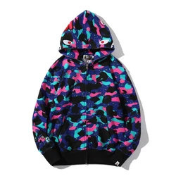 2021 autumn bape High Quality  KID cudi shark full zip zipper hoodie suit Camouflage Cotton Supplier Sweatshirt for men