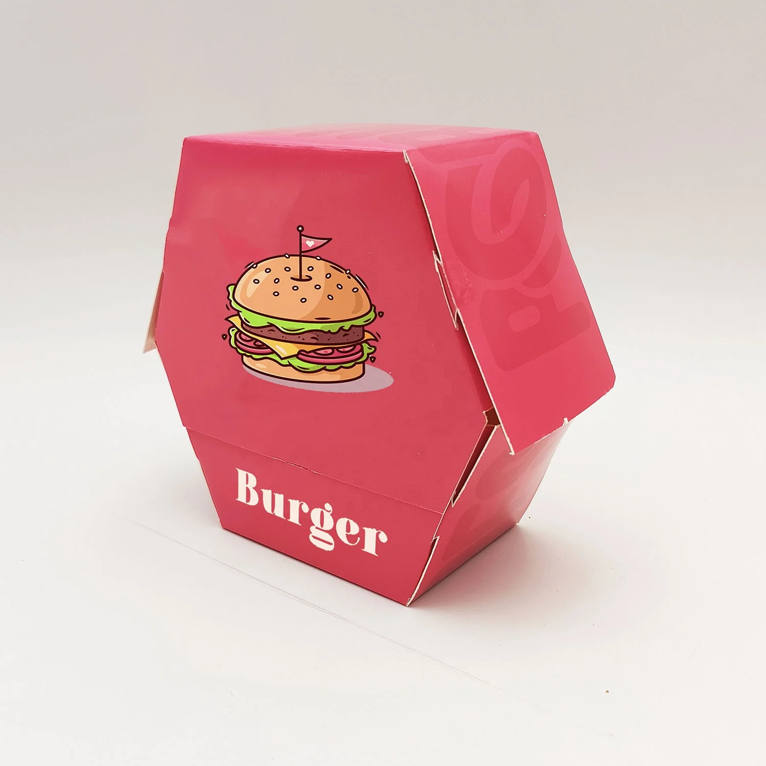 New Style Unique Burger Box Custom Your Own Logo Pink Food Container Hamburger Box