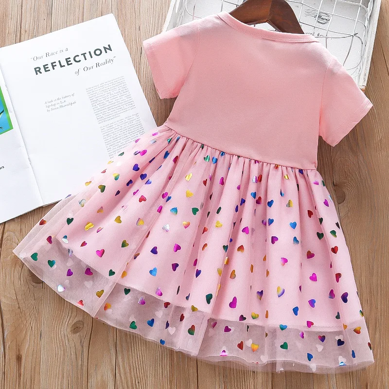 Green Horizon 2023 New unicorn pink blue baby dress for kids wholesale 2-7T Animal print children latest dress style tutu clothe